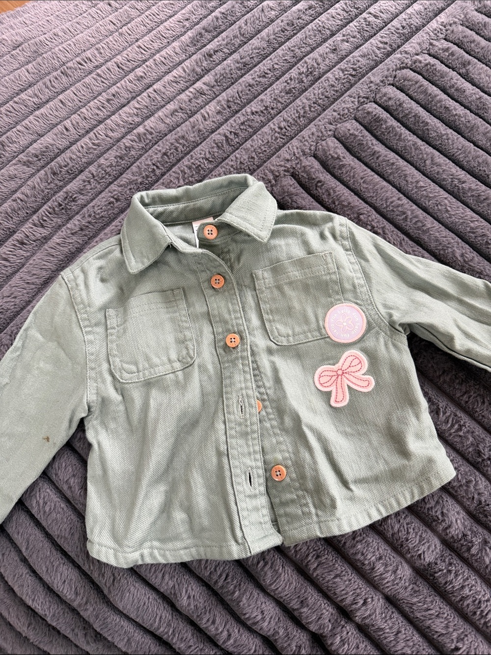 Carter's Light Green Girls Jacket with Pink Patches